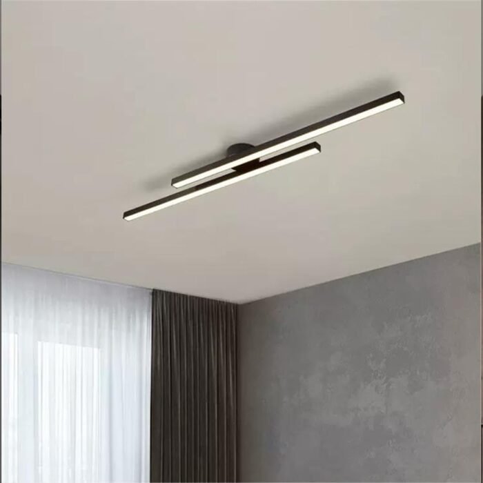 Modern Aluminium Semi Flush Mount LED Ceiling Light, close-up detail – Luxe Lighting