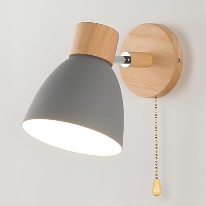 Modern Scandinavian Wall Lights with Pull Switch, close-up detail – Luxe Lighting