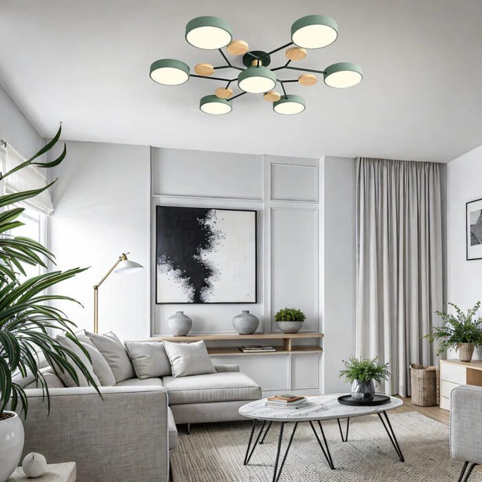 Modern Halo LED Semi-Flush Ceiling Light for Stylish Spaces, alternative view – Luxe Lighting
