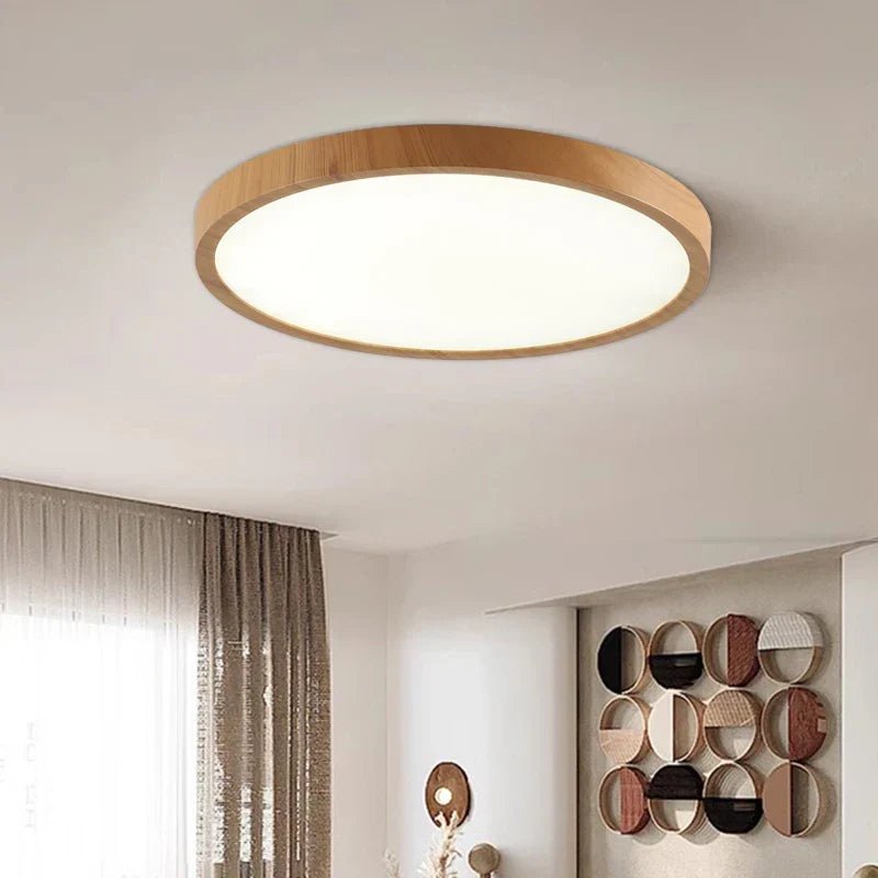 Ultrathin Walnut Circular Ceiling Light for Modern Style – Luxe Lighting
