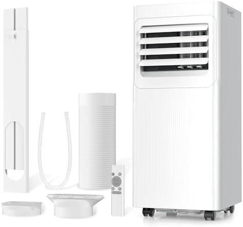 9000 BTU Portable Air Conditioner, 4-in-1 Cooling, Dehumidifier, Fan & Sleep Mode, Self-Evaporation, Remote Control, 24-