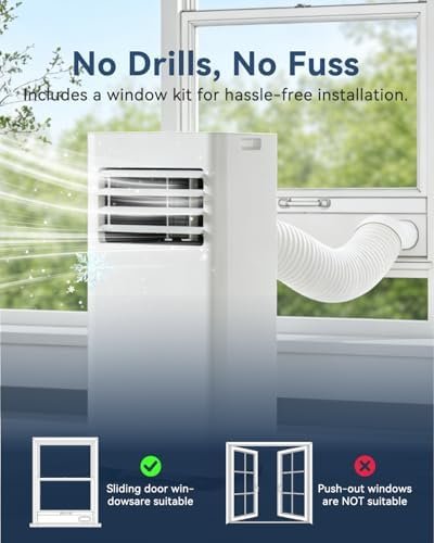 9000 BTU Portable Air Conditioner with WiFi Control, 4-in-1 Cooling, Dehumidifier, Fan & Sleep Mode, Remote Control, 24-