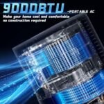 9000 BTU Portable Air Conditioner, 4-in-1 Cooling, Dehumidifier, Fan & Sleep Mode, Self-Evaporation, Remote Control, 24-