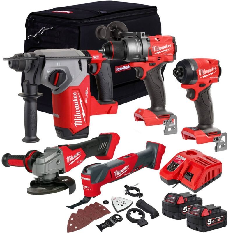 M18FPP4T3-552B 18V Brushless 5 Piece Tool Kit with 2 x 5.0Ah Battery &amp