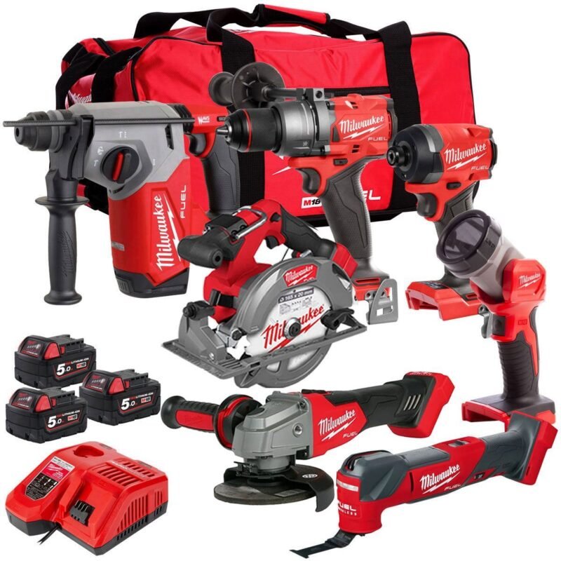 M18FPP7A3-503B 18V FUEL Brushless 7 Piece Tool Kit 3 x 5.0Ah Batteries Charger &amp
