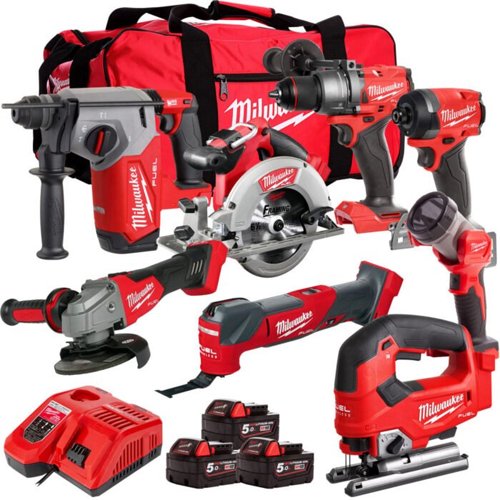 18V Cordless 8 Piece Tool Kit with 3 x 5.0Ah Batteries &amp