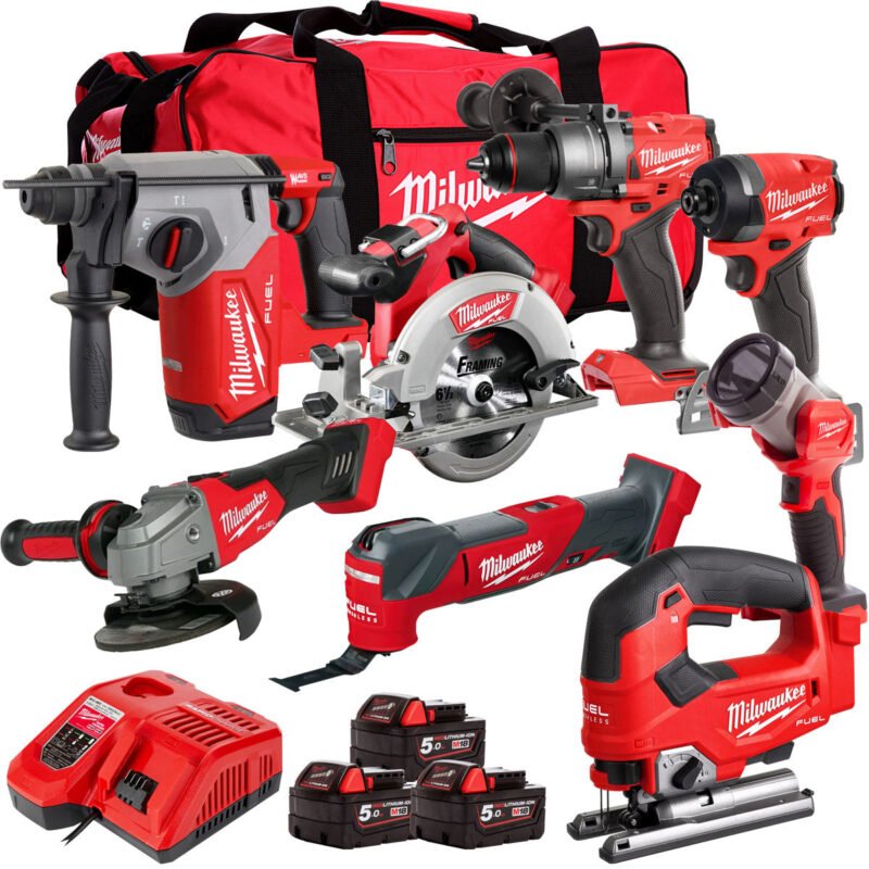 18V Cordless 8 Piece Tool Kit with 3 x 5.0Ah Batteries &amp
