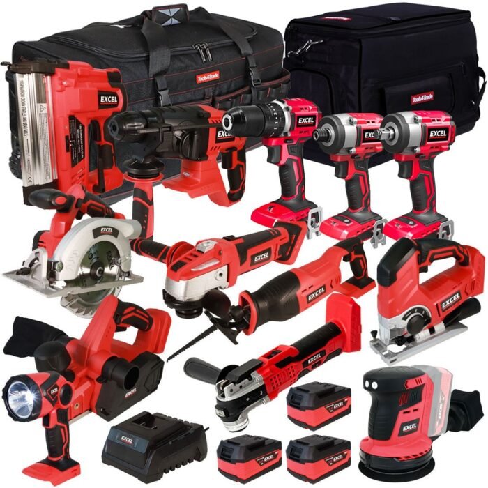 Excel 18V Cordless 13 Piece Tool Kit with 3 x 5.0Ah Batteries &amp