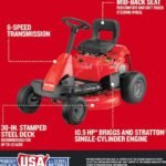 30″ 10.5 HP 344cc 6-Speed Riding Lawn Mower - view 3