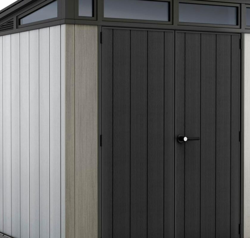 Artisan Outdoor Pent Double Door Garden Storage Shed 7 x 7ft Grey Duotech+ Wood look and f