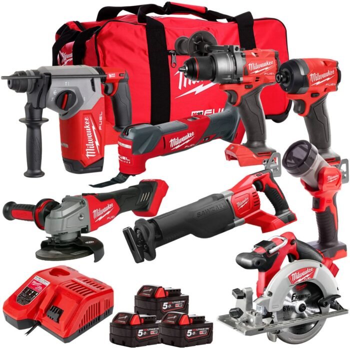 18V 8 Piece Power Tool Kit with 3 x 5.0Ah Batteries T4TM-21