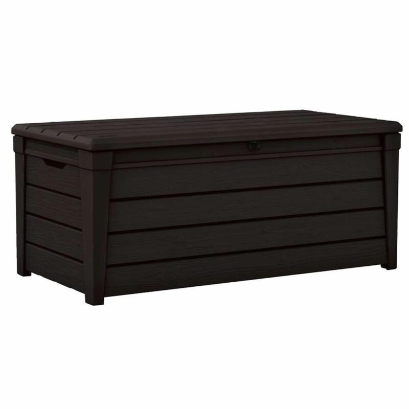 Brightwood 454L Outdoor 60% recycled Garden Furniture Storage Box Brown Wood Panel Effect