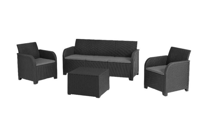 Rosalie 5 seater lounge set with storage table - Grey