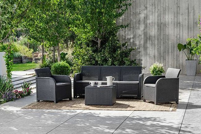 Rosalie 5 seater lounge set with storage table - Grey - view 3